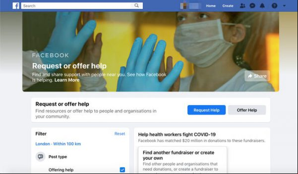 Facebook lanza Ayuda Comunitaria para enfrentar al coronavirus